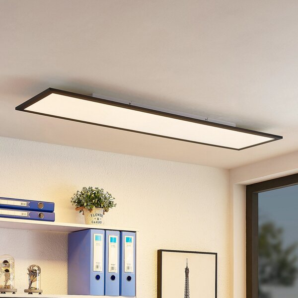 Lindby LED panel Nelios, 120 x 30 cm, 4000K, črna, kovina, Črna, Kuhinja, Plastika, Sodobni