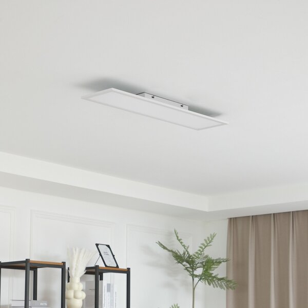 Lindby LED plošča Enhife, bela, 80 x 20 cm, kovinska, 4.000 K, Bela, Študija / pisarna, Aluminij, Sodobni