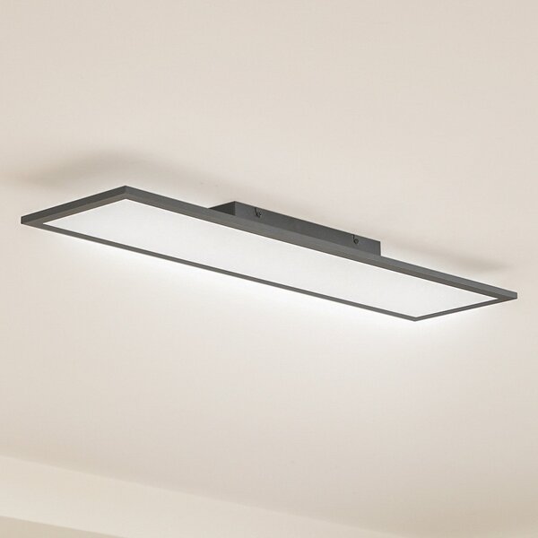 Lindby LED plošča Enhife, črna, 80 x 20 cm, kovinska, 4.000K, Črna, Študija / pisarna, Aluminij, Sodobni