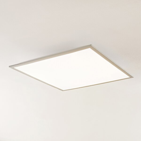 Lindby LED-Panel Stenley, 4.000 K, 60cm x 60cm, srebrna/bela, Bela, Kuhinja, Plastika, Sodobni
