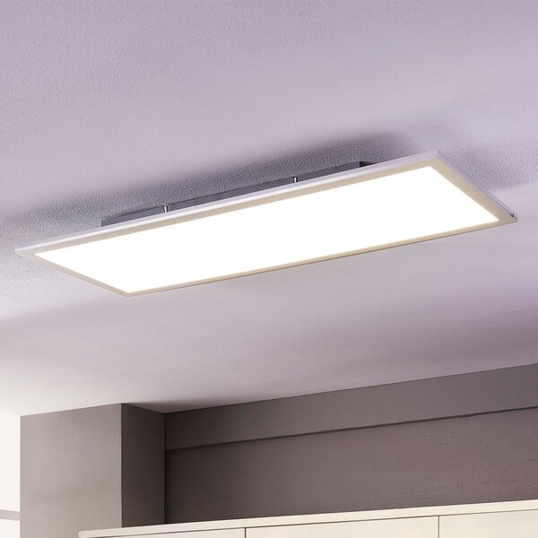 Lindby LED panel Livel, 4000K, 80 cm x 30 cm, srebrn, kovinski, Siva, Kuhinja, Plastika, Sodobni