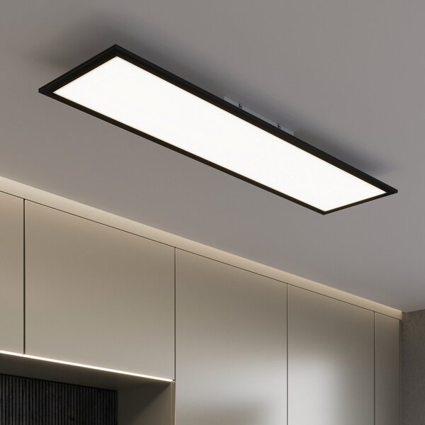Briloner LED plošča Piatto CCT z daljinskim upravljalnikom 100x25 črna, zatemnjen, Črna, Dnevna soba / jedilnica, Kovina, Sodobni