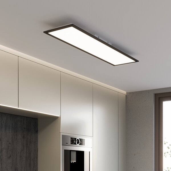 Briloner LED plošča Piatto CCT z daljinskim upravljalnikom 100x25 črna, zatemnjen, Črna, Dnevna soba / jedilnica, Kovina, Sodobni