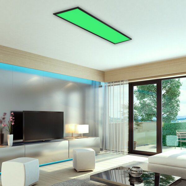 Briloner Barvna LED plošča, z možnostjo zatemnitve, RGB, CCT, 100x25cm, zatemnjen, Črna, Dnevna soba / jedilnica, Plastika, Sodobni