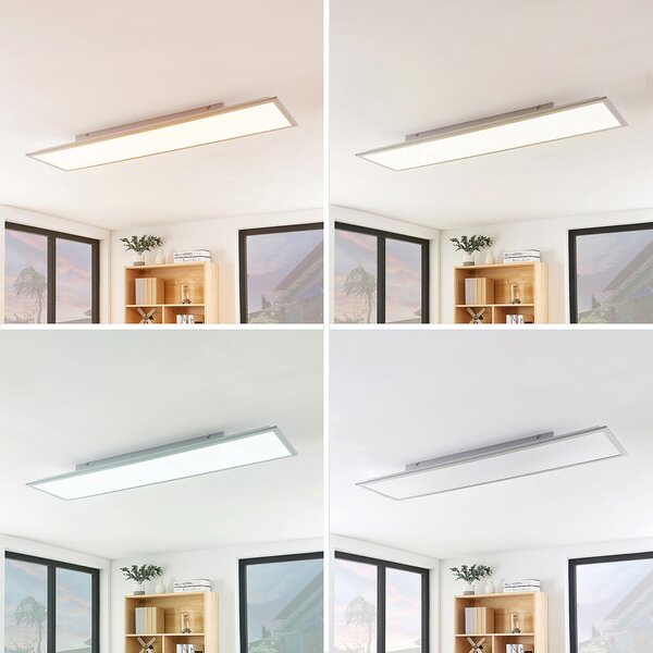 Lindby LED panel Stenley, CCT, 120 cm x 30 cm, z možnostjo zatemnitve, zatemnjen, Bela, Kuhinja, Plastika, Sodobni