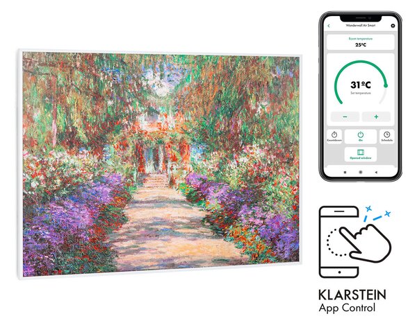 Klarstein Wonderwall Air Art Smart, infrardeči grelec, 80 x 60 cm, 500 W, vrtna pot