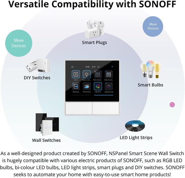 Stensko WiFi stikalo in termostat LCD touch belo eWeLink Alexa Google Assistant