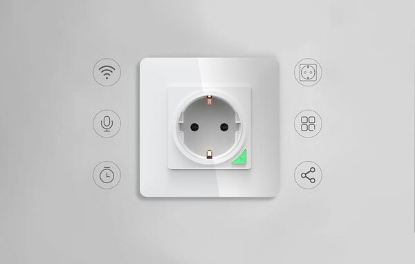 Pametna WiFi stenska vtičnica 16A TUYA bela Alexa Google Assistant