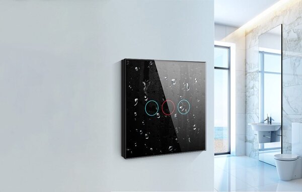 Pametno stekleno LED WiFi stikalo touch TUYA 1-kanalno črno Alexa Google Assistant