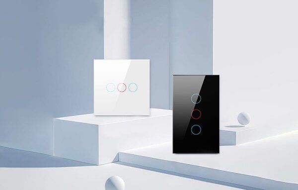 Pametno stekleno LED WiFi stikalo touch TUYA 1-kanalno črno Alexa Google Assistant