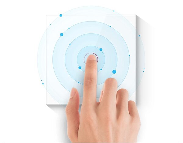 Pametno stekleno LED WiFi stikalo touch TUYA 1-kanalno črno Alexa Google Assistant