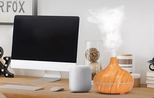 Pametni Wi-Fi difuzor eteričnih olj LED RGB vlažilec zraka 400ml Alexa Google Assistant