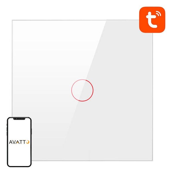 Pametno stekleno LED WiFi stikalo touch TUYA 1-kanalno belo Alexa Google Assistant