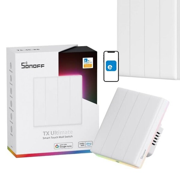 Pametno LED RGB WiFi stensko stikalo touch TX T5 eWeLink 4-kanalno