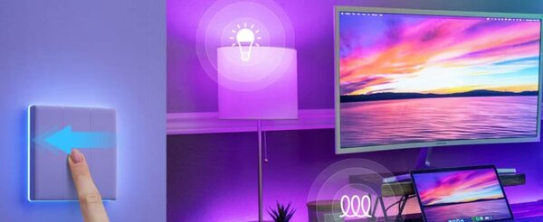 Pametno LED RGB WiFi stensko stikalo touch TX T5 eWeLink 2-kanalno
