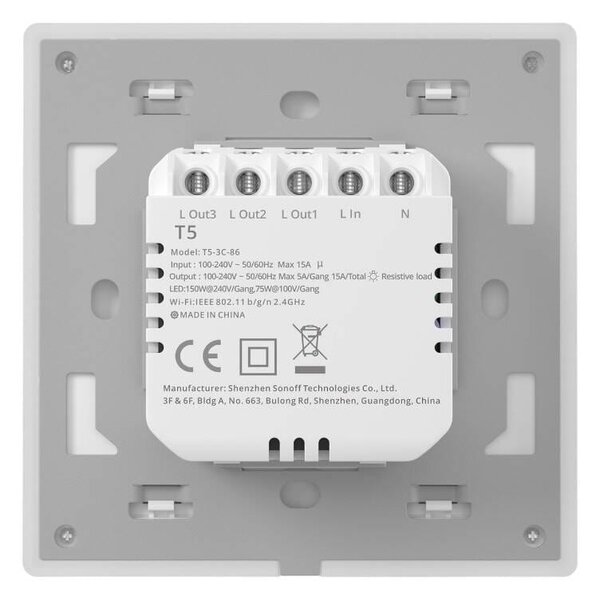 Pametno LED RGB WiFi stensko stikalo touch TX T5 eWeLink 4-kanalno