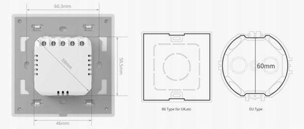 Pametno LED RGB WiFi stensko stikalo touch TX T5 eWeLink 2-kanalno