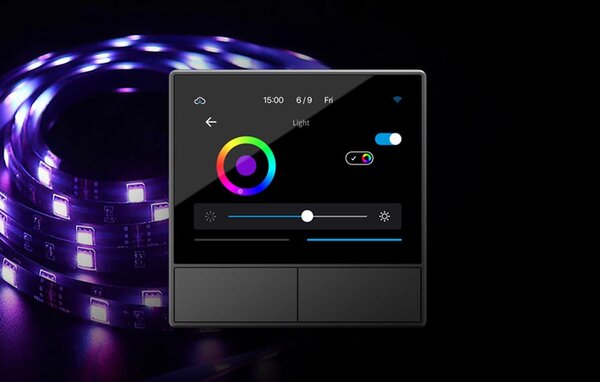 Stensko WiFi stikalo in termostat LCD touch črno eWeLink Alexa Google Assistant