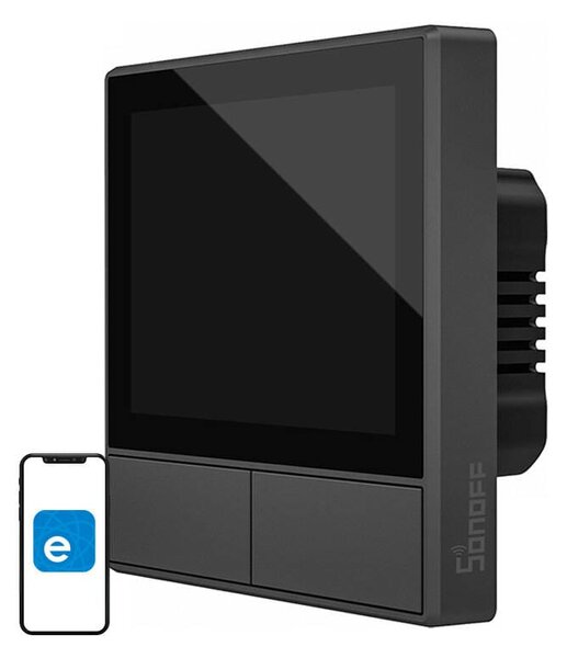 Stensko WiFi stikalo in termostat LCD touch črno eWeLink Alexa Google Assistant