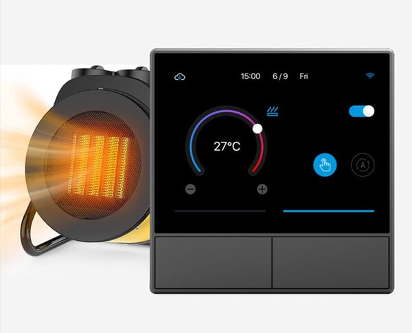 Stensko WiFi stikalo in termostat LCD touch črno eWeLink Alexa Google Assistant