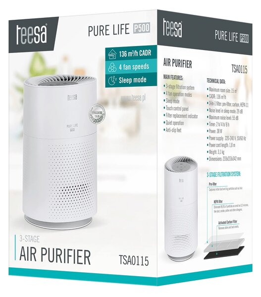 HEPA 38W čistilec zraka touch PURE LIFE P500 136m3/h