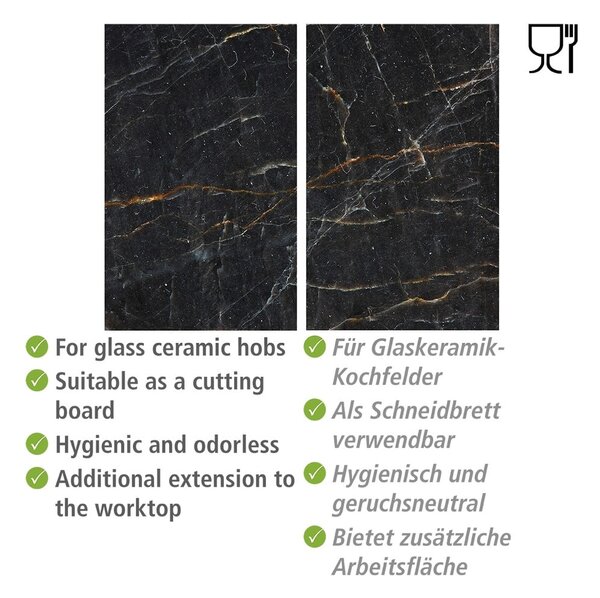 Zaščitne plošče za štedilnik iz kaljenega stekla 2 ks 52x30 cm Marble – Allstar