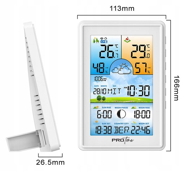 LCD brezžična digitalna vremenska postaja + zunanja enota
