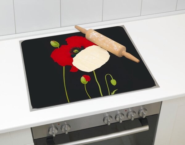 Stenska zaščitna plošča za štedilnik iz kaljenega stekla 50x56 cm Poppy – Maximex