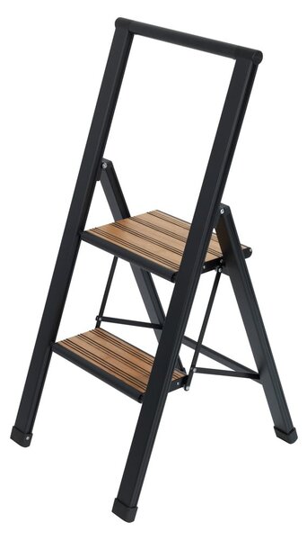 Črna aluminijasta nedrseča zložljiva lestev Wenko Stepladder II
