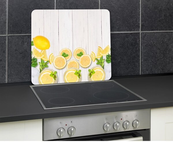 Stenska zaščitna plošča za štedilnik iz kaljenega stekla 50x56 cm Lemons – Wenko