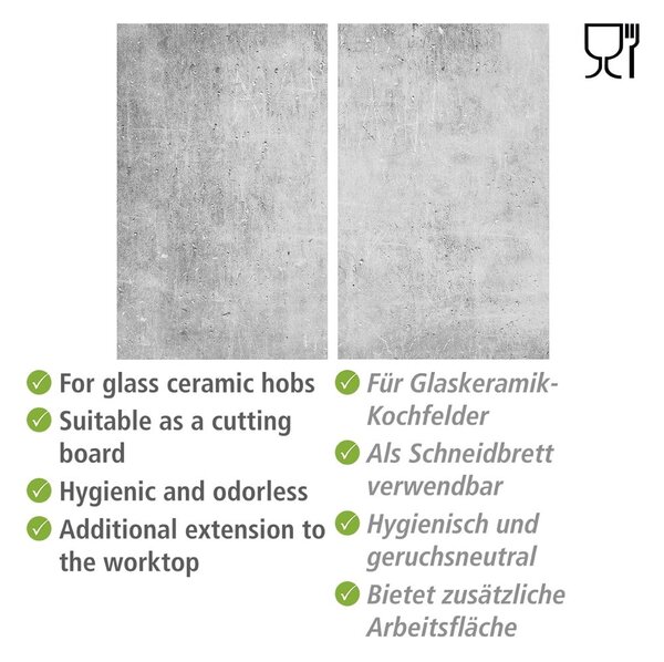 Zaščitne plošče za štedilnik iz kaljenega stekla 2 ks 52x30 cm Concrete – Allstar