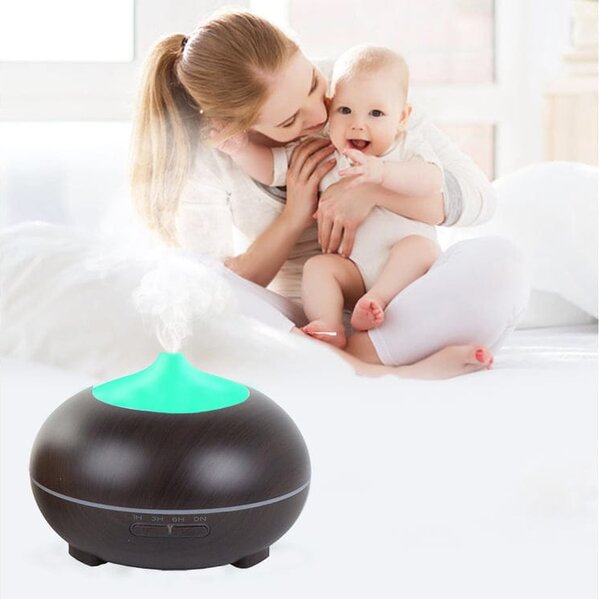 LED RGB vlažilec zraka difuzor 300ml izparjevalnik + daljinec temno rjav