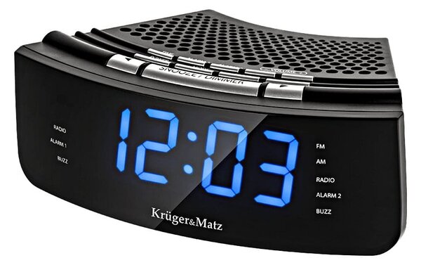 Moderna LCD elektronska FM radio budilka AUX črna