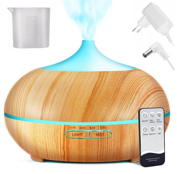 LED RGB vlažilec zraka difuzor 300ml izparjevalnik + daljinec svetlo rjav
