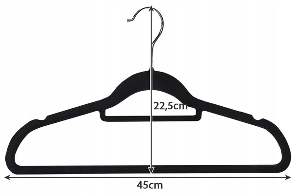 Set 20 žametnih obešalnikov za oblačila 45cm
