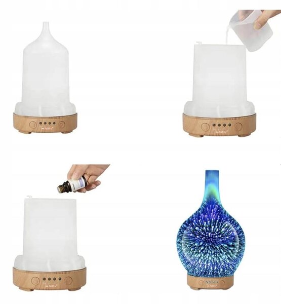 3v1 LED RGB steklen difuzor vlažilec zraka izparjevalnik in projektor 100ml + arome