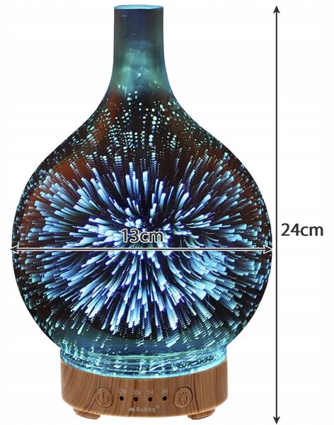 3v1 LED RGB steklen difuzor vlažilec zraka izparjevalnik in projektor 100ml + arome
