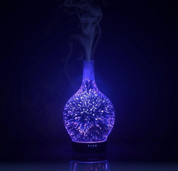 3v1 LED RGB steklen difuzor vlažilec zraka izparjevalnik in projektor 100ml + arome