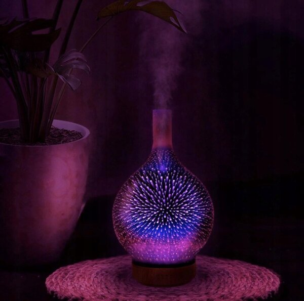 3v1 LED RGB steklen difuzor vlažilec zraka izparjevalnik in projektor 100ml + arome