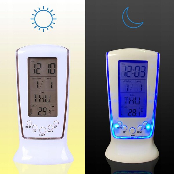LCD LED digitalna budilka s termometrom
