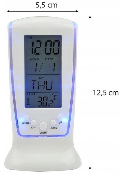 LCD LED digitalna budilka s termometrom