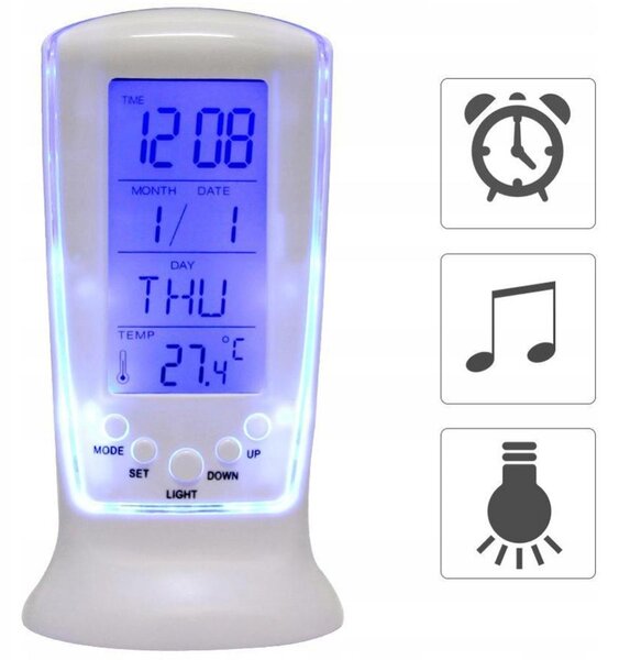 LCD LED digitalna budilka s termometrom