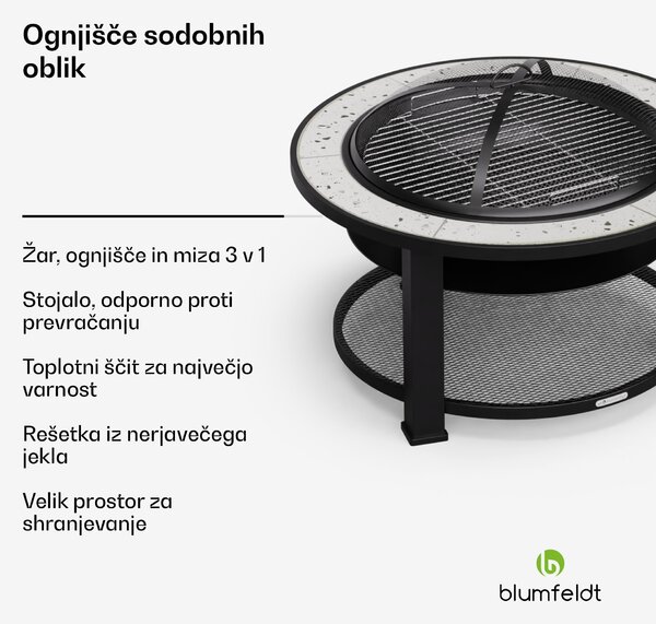 Blumfeldt Merano Circolo 3 v 1, ognjišče s funkcijo žara, ki se lahko uporablja kot miza
