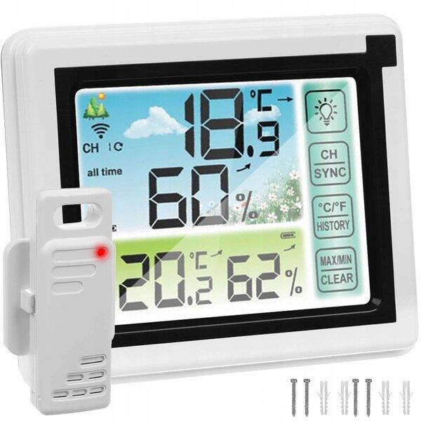LCD brezžična vremenska postaja touch in zunanja enota