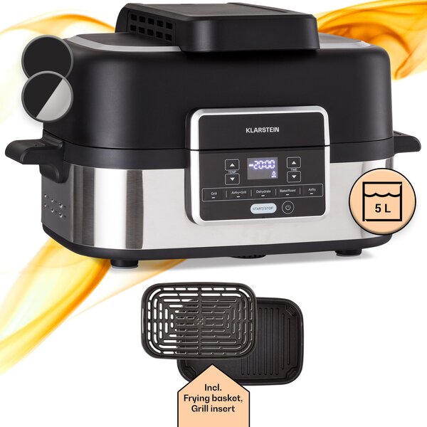 Klarstein Combo Air, cvrtnik na vroč zrak z žarom, 5 programov, 1500 W, 4,5 l košara za žar, 2,5 l košara za cvrtje