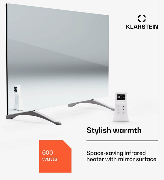 Klarstein Marvel Mirror 600, infrardeči grelnik, 600 W, tedenski časovnik, ogledalo