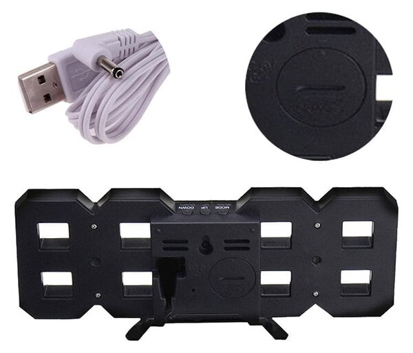 3D LED budilka in elektronski termometer z alarmom bela
