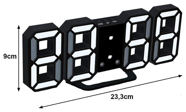 3D LED budilka in elektronski termometer z alarmom bela
