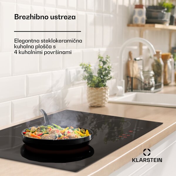 Klarstein Virtuosa 4, kuhalna plošča, 60 cm, 6600 W, dvojna cona, Pluszone, časovnik, steklokeramika