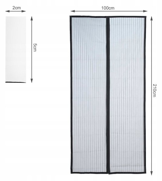 Univerzalna mreža z magneti - komarnik za vrata 100x210cm črna